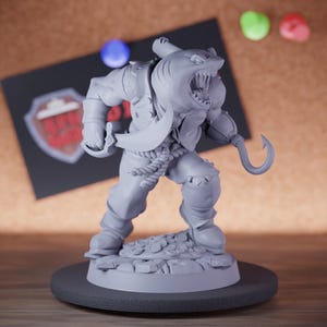 Sharkfolk Pirate Miniature Hook Corsair Mini Dungeons and Dragons Mini RPG Tabletop Miniature DnD Painting Pathfinder 5e DnD | Cnp