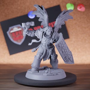 Solar Fighter Miniature Celestial Defender Mini Dungeons and Dragons RPG Tabletop Miniature DnD Painting Pathfinder 5e DnD | AG