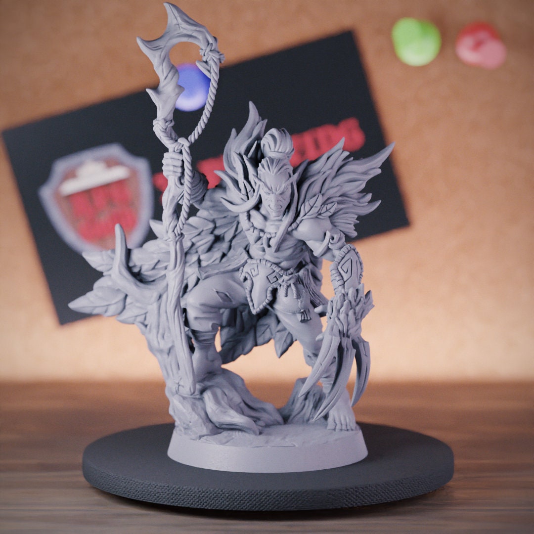 Elf Druid Miniature Shapeshifter Dungeons and Dragons Mini RPG Tabletop