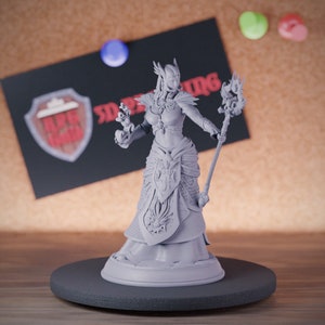 Elf Female Wizard Miniature Sorcerer Dungeons and Dragons Mini RPG Tabletop Miniature DnD Painting Pathfinder 5e DnD | DmS