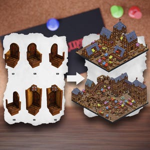 Piastrelle per terreno urbano modulare / Blocchi di città medievali / Terreno da tavolo del villaggio / Pathfinder D&D 5e