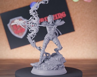 Elf Female Ranger Archer Miniature | 28mm-75mm | Resin 3D Printed D&D Pathfinder Mini | DMS