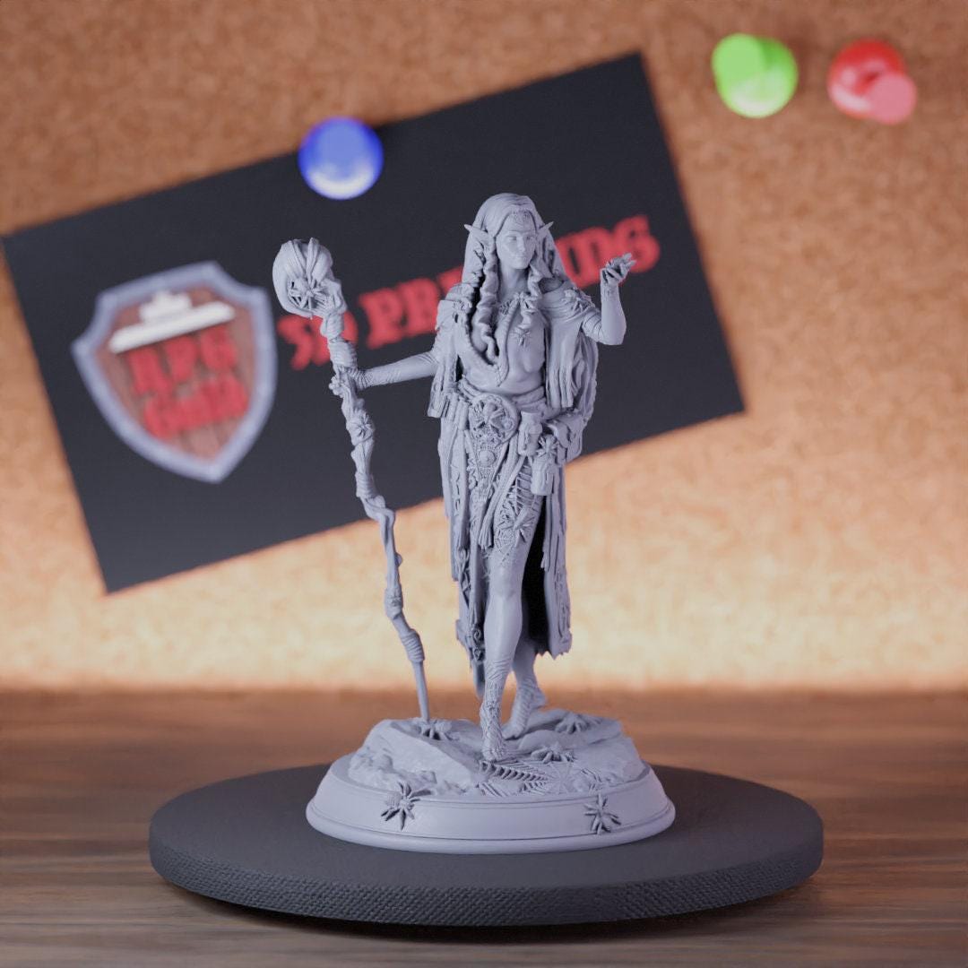 Miniatura Elfo Druido In Legno - Artigianale Per Dungeons And Dragons - Gilda Artigiana