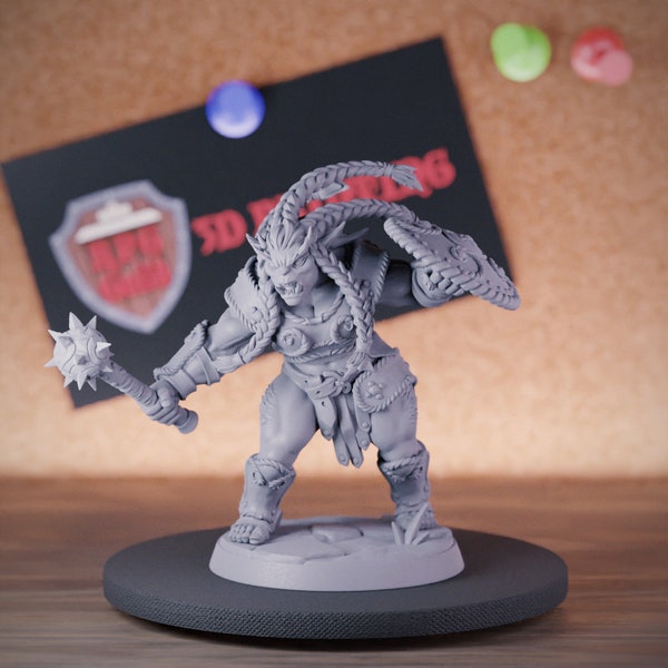 Female Bugbear Crusher Miniature Barbarian Hobgoblin Dungeons and Dragons Mini RPG Tabletop Miniature DnD Painting Pathfinder 5e DnD | AG