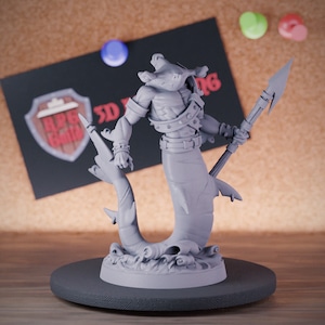 Sharkfolk Infantry Miniature Underwater Monster Dungeons and Dragons Mini RPG Tabletop Miniature DnD Painting Pathfinder 5e DnD | CnP