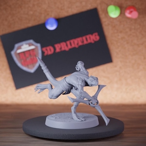 Lizardfolk Infantry Miniature Boomerang Charge Mini Dungeons and Dragons Mini RPG Tabletop Miniature DnD Painting Pathfinder 5e DnD | Lop