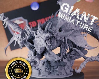 Tiamat drakenkoningin gigantische miniatuur | 28 mm-32 mm | Resin 3D-geprinte D&D Pathfinder | LoP