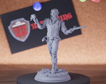 Vampire Undead with Gun Miniature | 28mm-75mm | Resin 3D Printed D&D Pathfinder Mini | DMS