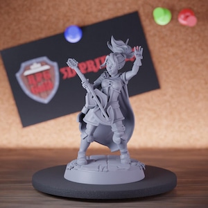 Collage of Glamour Female Bard Miniature Lute Mini Dungeons and Dragons Mini RPG Tabletop Miniature DnD Painting Pathfinder 5e DnD | Cnp