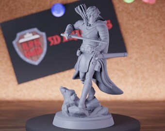 Forest Ranger Miniature Archer Swordsman Mini Dungeons and Dragons RPG Tabletop Miniature DnD Painting Pathfinder 5e DnD | DD