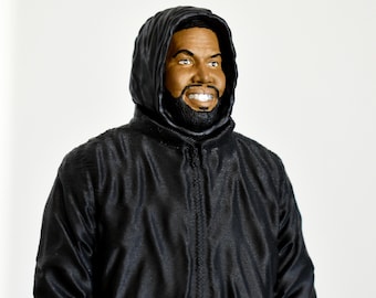 Estatua personalizada de Kanye West con dientes de titanio, impresa en 3D, estilo hip hop