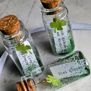 Mini message in a bottle clover leaf | Greetings message | Mini Gift | Coupon