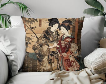 芸者クラシック浮世絵アートクッションカバー枕カバー - Etsy 日本