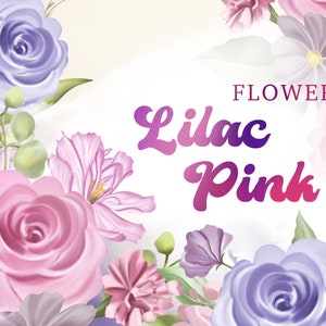 Lilac Pink Flower Clipart Pink Floral Clipart Purple Flower PNG Lilac Flower Download Magenta Floral PNG Wedding Invite Purple Floral Wreath