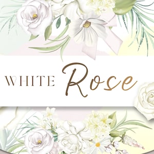 Clipart rosa bianca Invito matrimonio bianco Scarica Clipart rosa matrimonio Elegante fiore bianco Invito rosa Download floreale estetico bianco