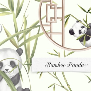 Bamboo Panda Clipart Panda cinese Download digitale Cute Panda PNG Download di bambù Panda Art Deco Panda Scaricabile Forest Animal Clipart