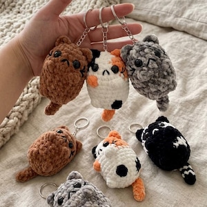 Cat Crochet Pattern PDF, Amigurumi Cat Keychain, Cute Plush Kitty Pattern, Easy Beginner Crochet, DIY Gift Instant Download