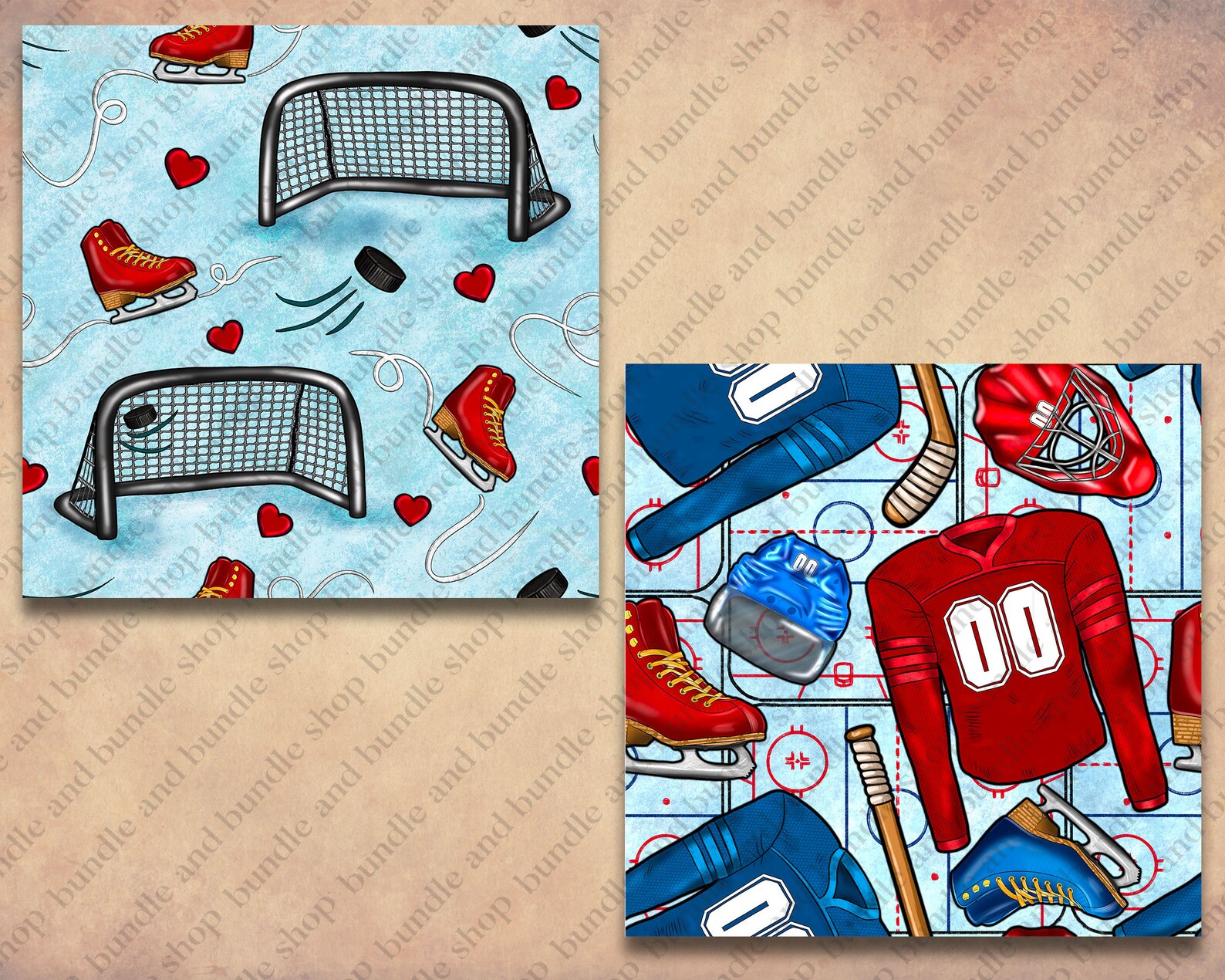 13 Digital Paper Ice Hockey Seamless Pattern Digital Paper - Etsy