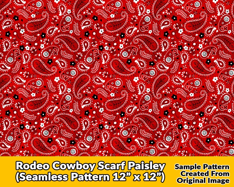 Rodeo Cowboy Scarf Paisley Patterns Digital Paper Digital Etsy