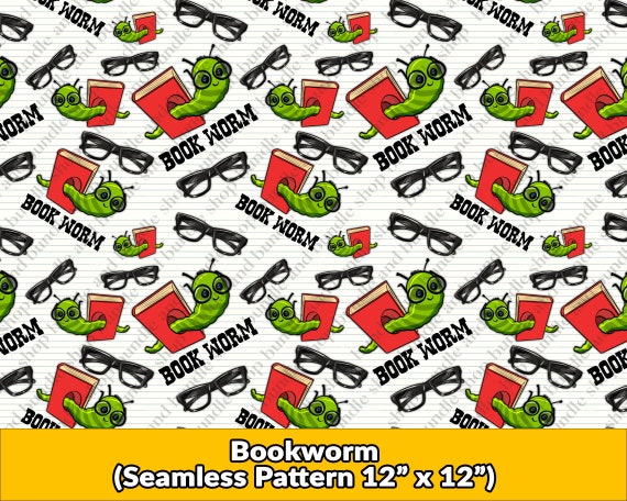 Bookworm Digital Paper Digital Seamless Pattern Png Bookworm - Etsy