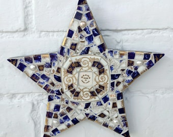 Mosaic Star with Pearls Wall Art