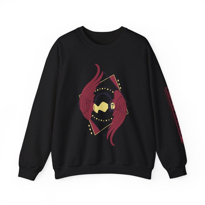 Hawks, Winged Hero Inspired Subtle Anime Unisex Crewneck Sweatshirt Black
