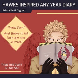 Hawks Themed Diary Write your own Date/Year Printable, Digital Download, GoodNotes, Noteability, Anime Diary