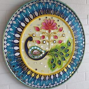 Lippan Art, Wall Decor, Handmade Artwork, wall art, Mandala wall art, Living Room Wall Art, Peacock wall decor, Gift Item, unique wall decor