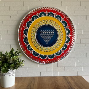 Lippan Art Wall Decor, Wall Hanging, Handmade Artwork, mandala wall art, living room wall art, Saraswati yantra, gift item, unique gift