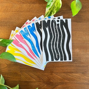 Linocut Moin – folding card with anchor envelope