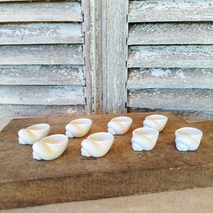 Set of 8 Vintage French White Porcelain Snail Pots, Vintage Shell Snail Pots, Vintage French Tableware