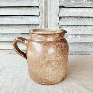 Antique stoneware milk jug. Antique French stoneware pot, French country house, rustic decor.