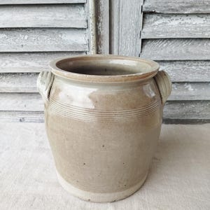 Large antique French preserve pot. Large antique stoneware pot.