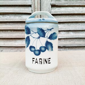 Vintage ceramic flour canister, vintage kitchen canister.
