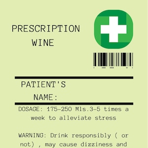 Etichetta per vino, gin, vodka, rum e birra con prescrizione di alcol. Download digitale/etichette di alcol/idea regalo divertente/adesivi stampabili/adesivi divertenti