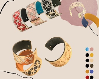 Bracelets en georgette : design interchangeable avec incrustations en cuir PU remplaçables des deux côtés.