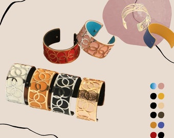 Bracelets en georgette : design interchangeable avec incrustations en cuir PU remplaçables des deux côtés.