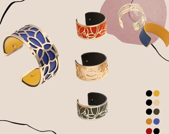 Bracelets en georgette : design interchangeable avec incrustations remplaçables recto-verso. Papillon