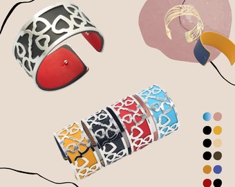 Bracelets en georgette : design interchangeable avec incrustations en cuir PU remplaçables des deux côtés.