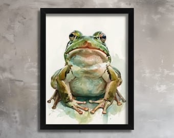 Charming Green Tree Frog Art Print Watercolour Animal Wall Decor Whimsical Nature Artwork Frog Wall Art Frog Gift Idea Animal Lover Gift