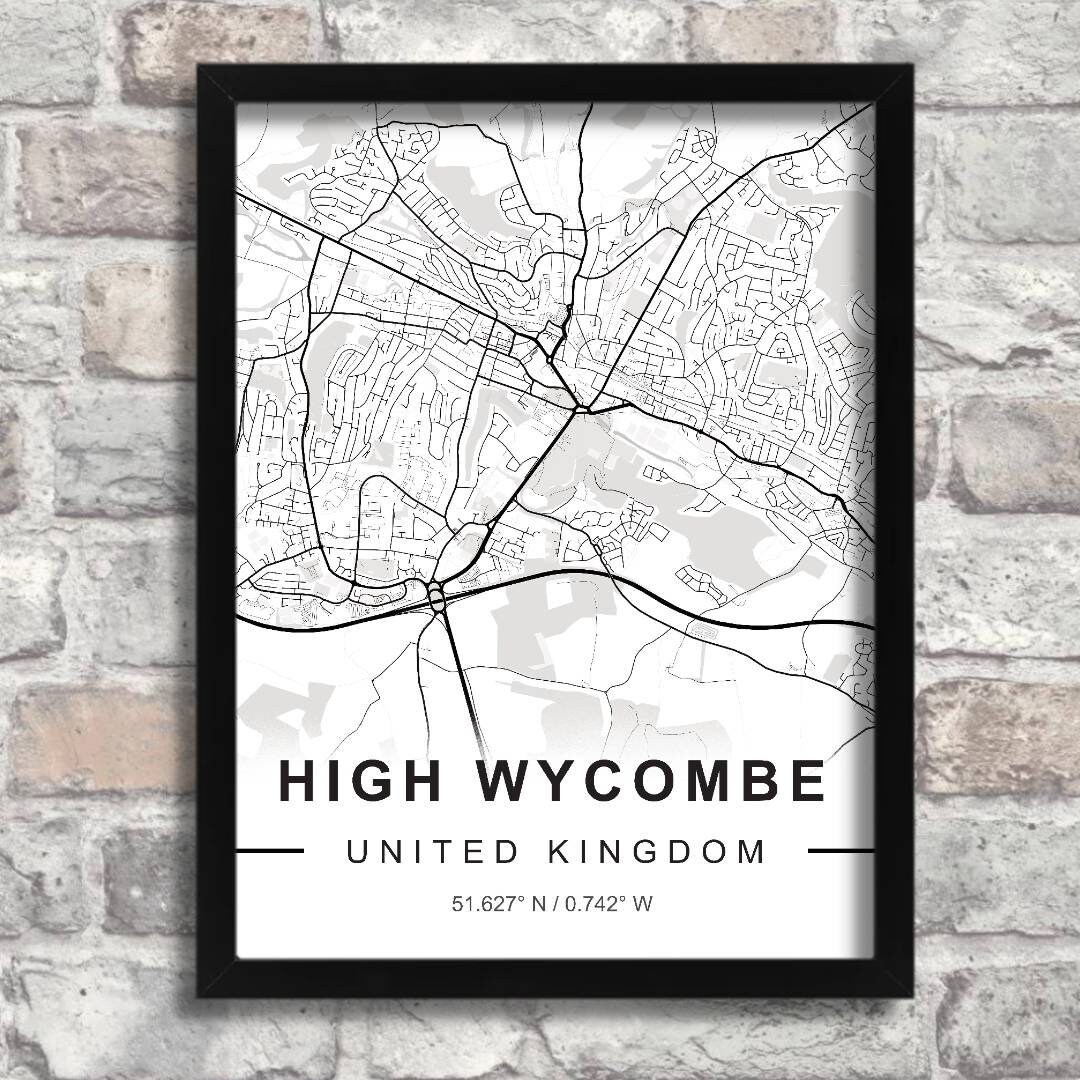 Map of HIGH Black and White Map Print, City Print, Cityscape