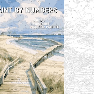 Paint By Numbers For Adults DIGITAL DOWNLOAD Procreate Painting Kit Printable Paint By Numbers - Seaside Landscape - Procreate Template