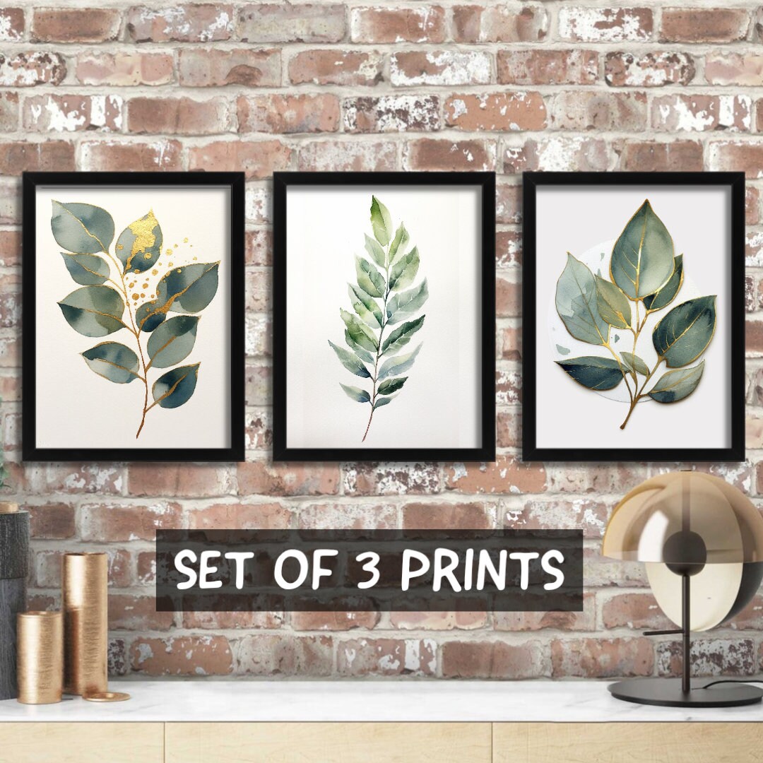 Minimalistic Botanical Wall Art, Set of 3 Prints, Framed Botanical Art ...