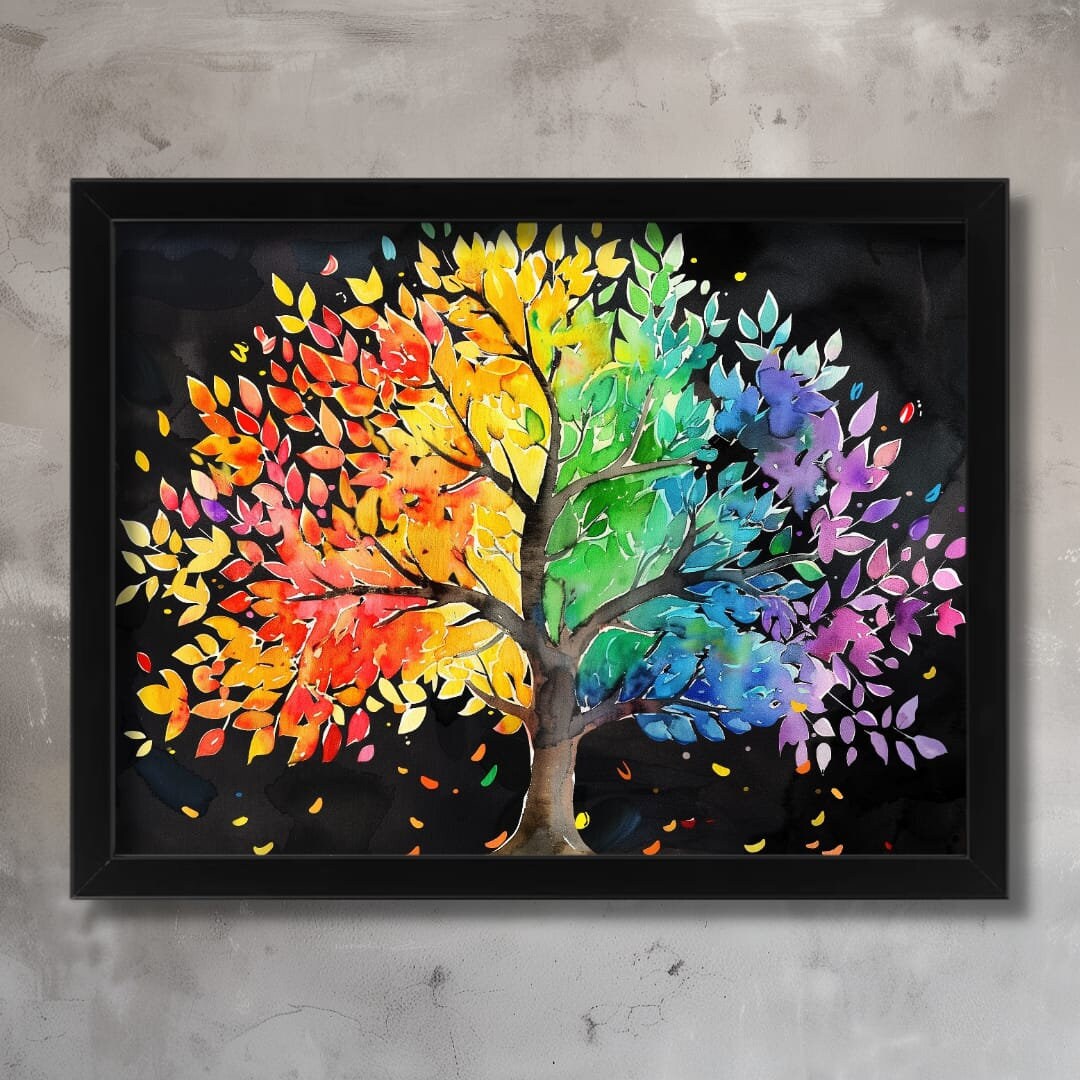 Colourful Tree of Life Wall Art Prints for Living Room Pictures ...