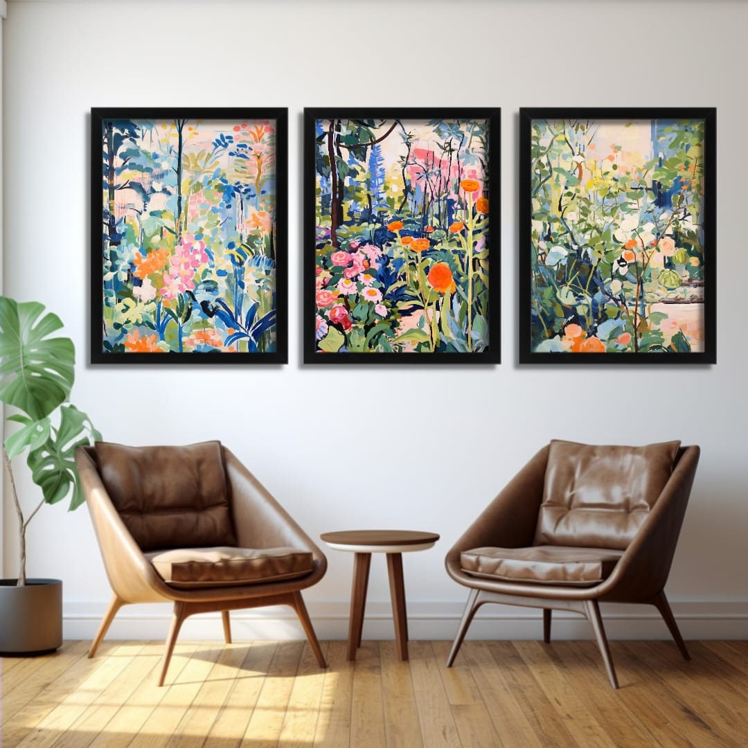 Watercolour Wildflowers Wall Art, Set of 3 Prints, Framed Art, Nature ...