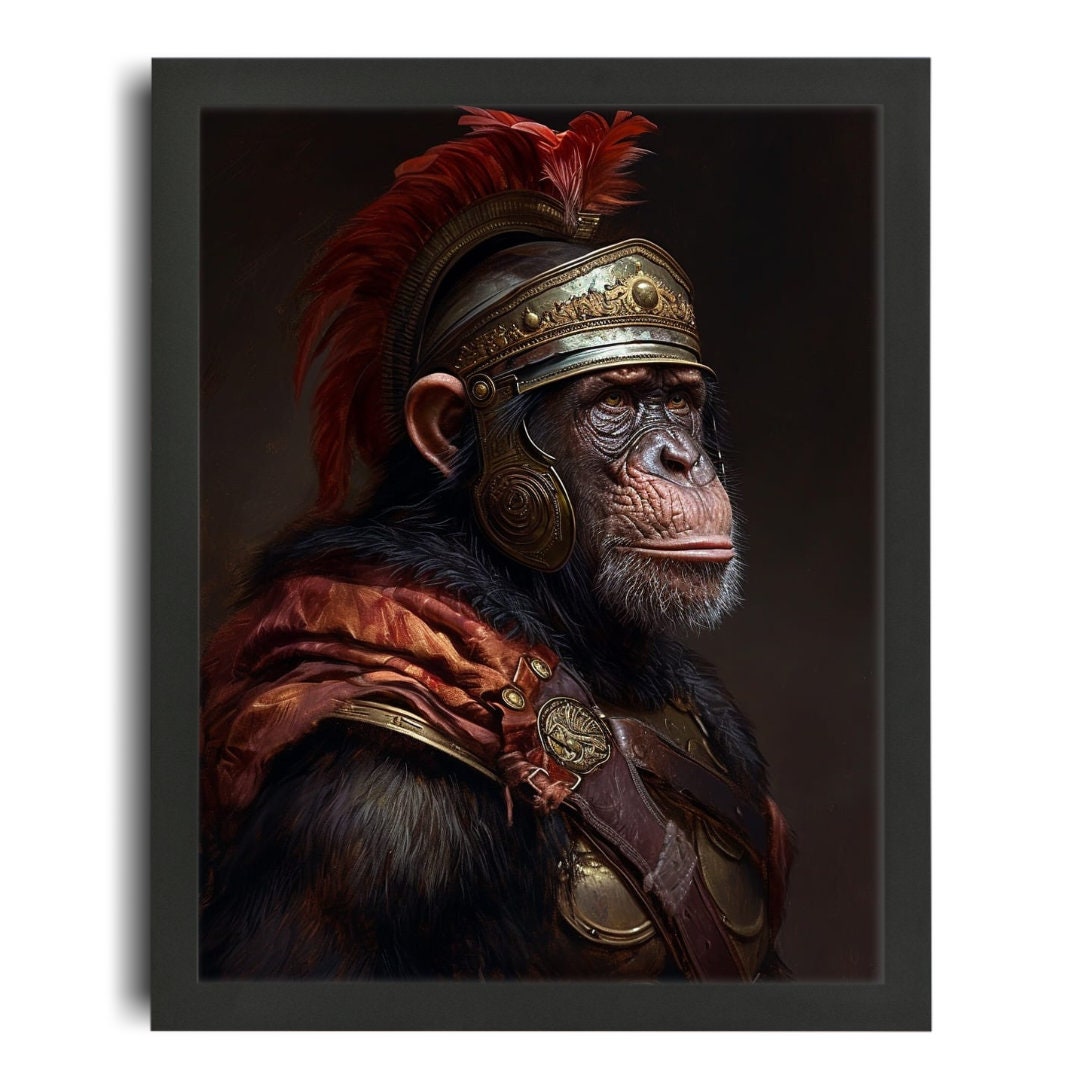 The Roman Chimp Vintage Portrait Art, Roman Animal Poster Art, Roman ...