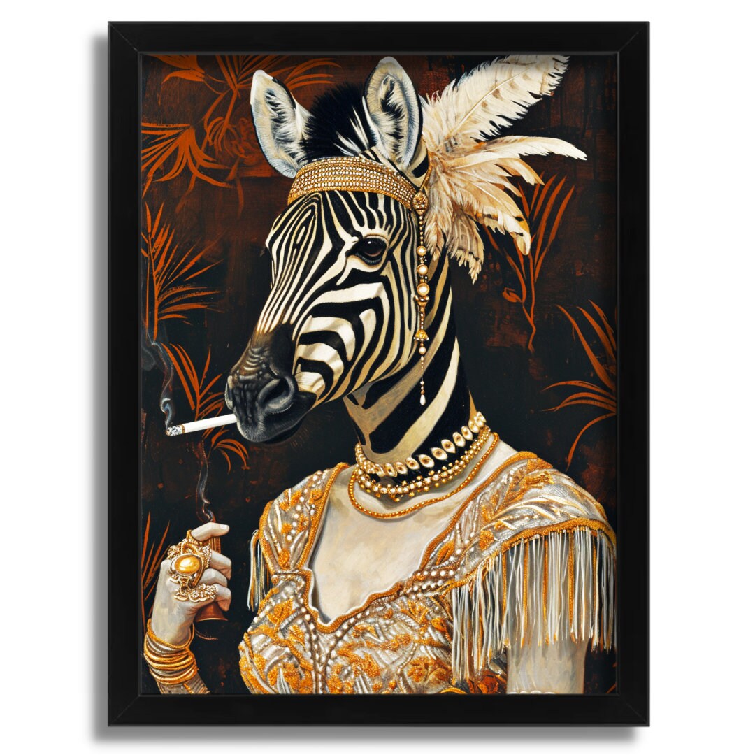 Zebra Flapper Girl Art Print - Vintage 1920s Style Animal Portrait ...