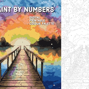 Paint By Numbers For Adults DIGITAL DOWNLOAD Procreate Painting Kit Printable Paint By Numbers - Lake Bridge - Procreate Template