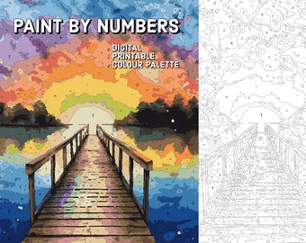 Paint By Numbers For Adults DIGITAL DOWNLOAD Procreate Painting Kit Printable Paint By Numbers - Lake Bridge - Procreate Template