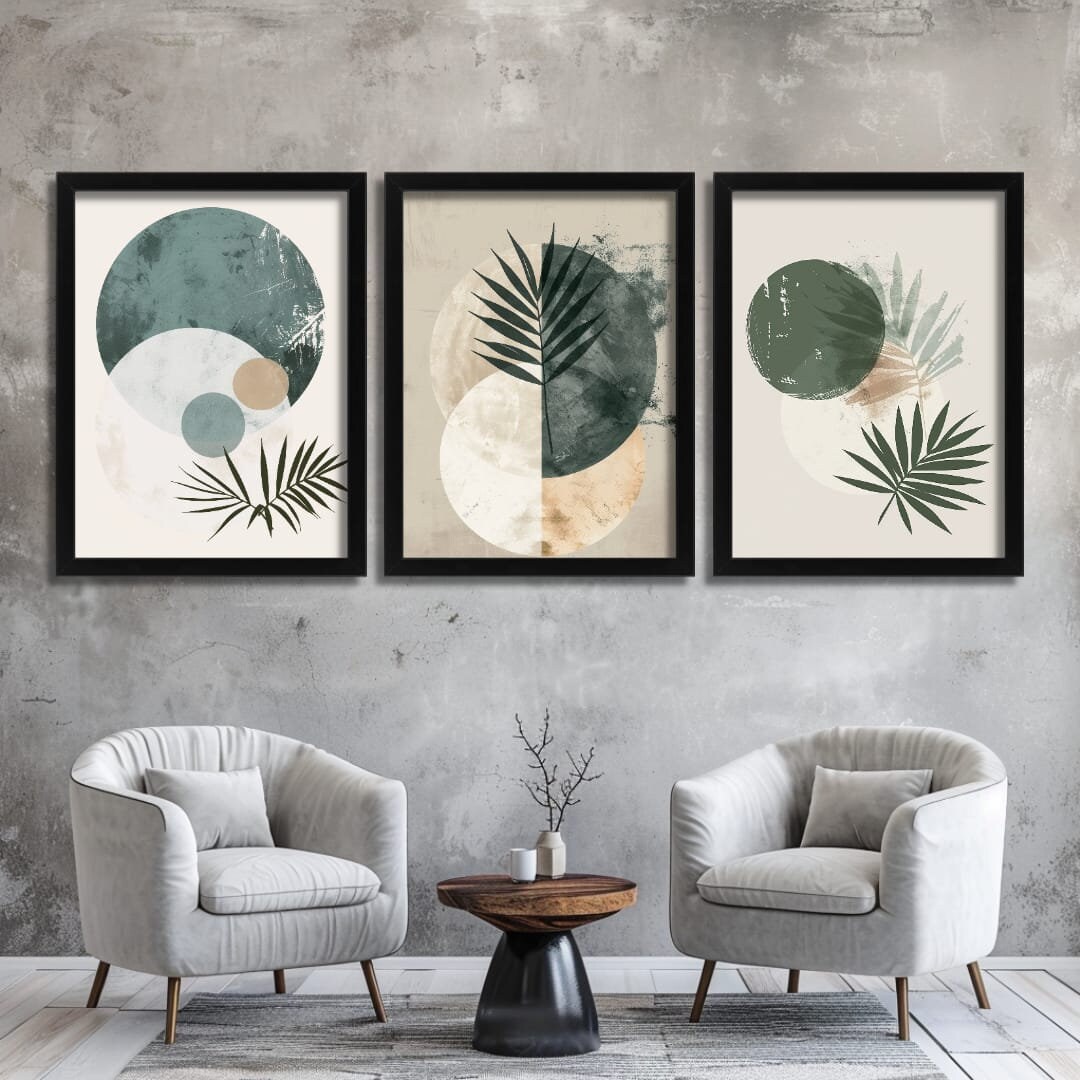 Minimalist Wall Art Botanical Prints Set of 3 Prints Green Artwork Boho ...